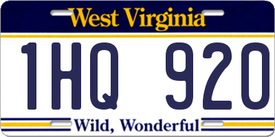 WV license plate 1HQ920