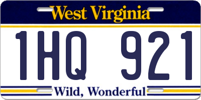 WV license plate 1HQ921