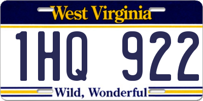 WV license plate 1HQ922