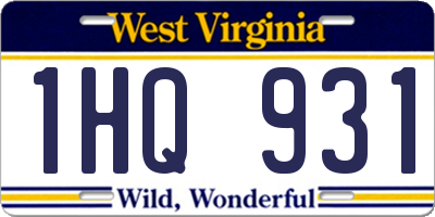WV license plate 1HQ931