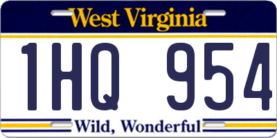 WV license plate 1HQ954