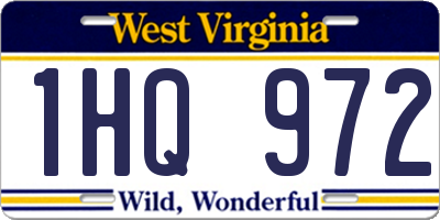 WV license plate 1HQ972