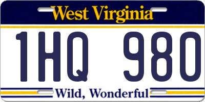 WV license plate 1HQ980