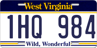 WV license plate 1HQ984