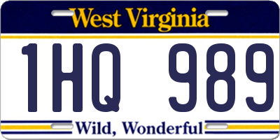 WV license plate 1HQ989