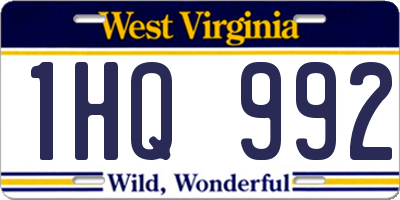 WV license plate 1HQ992