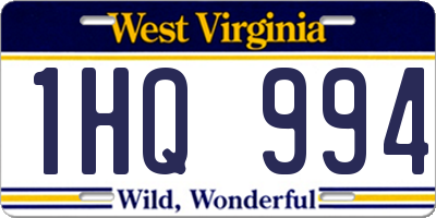 WV license plate 1HQ994
