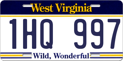 WV license plate 1HQ997