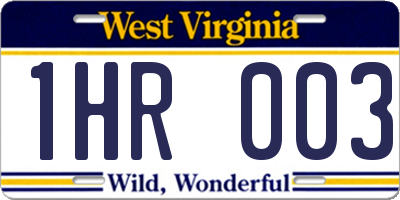 WV license plate 1HR003