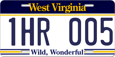 WV license plate 1HR005