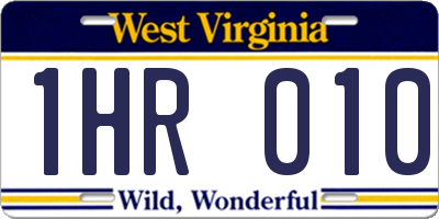 WV license plate 1HR010