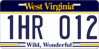 WV license plate 1HR012