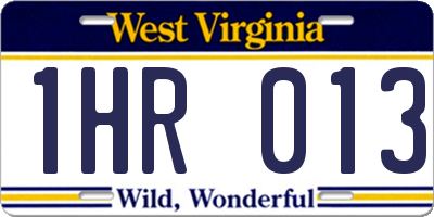 WV license plate 1HR013