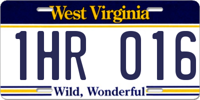 WV license plate 1HR016