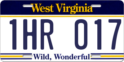 WV license plate 1HR017