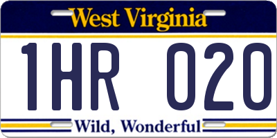 WV license plate 1HR020
