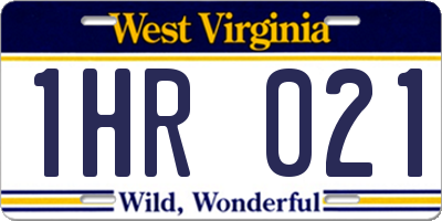 WV license plate 1HR021