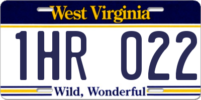 WV license plate 1HR022