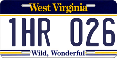 WV license plate 1HR026