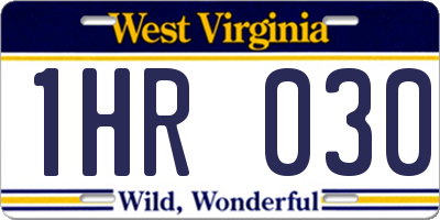 WV license plate 1HR030