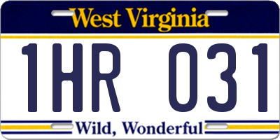 WV license plate 1HR031