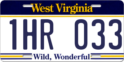 WV license plate 1HR033