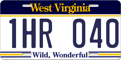 WV license plate 1HR040