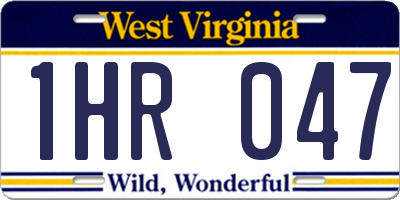 WV license plate 1HR047