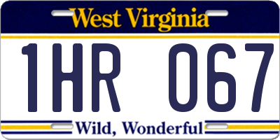 WV license plate 1HR067