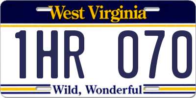 WV license plate 1HR070