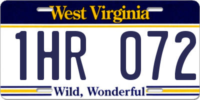 WV license plate 1HR072