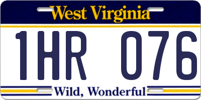 WV license plate 1HR076