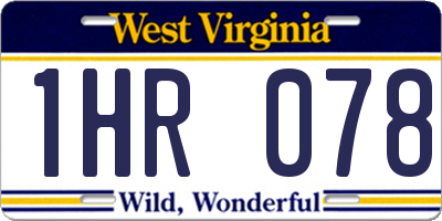 WV license plate 1HR078