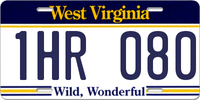 WV license plate 1HR080