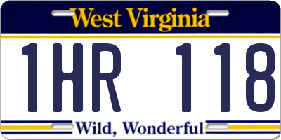 WV license plate 1HR118