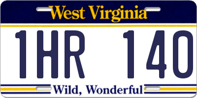 WV license plate 1HR140