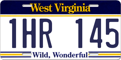 WV license plate 1HR145