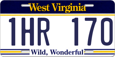 WV license plate 1HR170