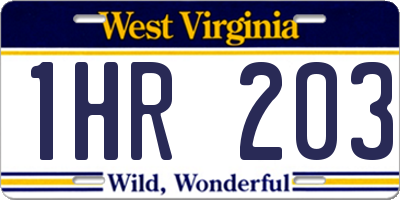 WV license plate 1HR203