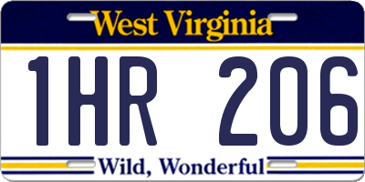 WV license plate 1HR206