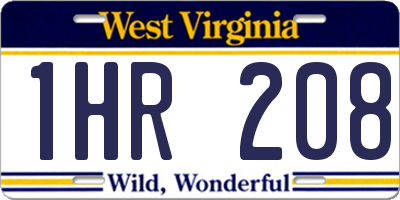 WV license plate 1HR208
