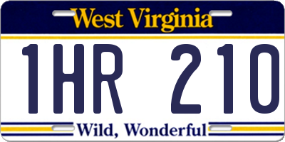 WV license plate 1HR210