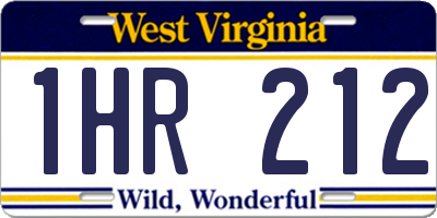 WV license plate 1HR212