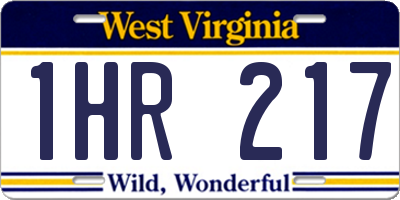 WV license plate 1HR217