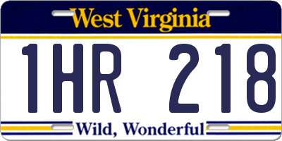 WV license plate 1HR218