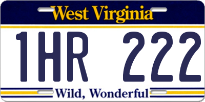 WV license plate 1HR222