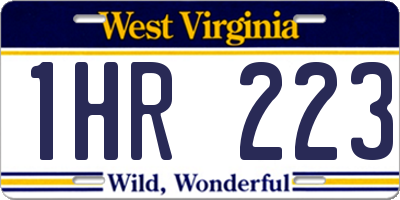 WV license plate 1HR223