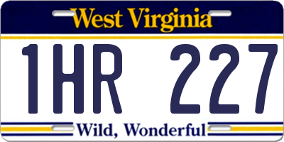 WV license plate 1HR227