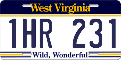 WV license plate 1HR231