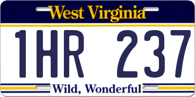 WV license plate 1HR237